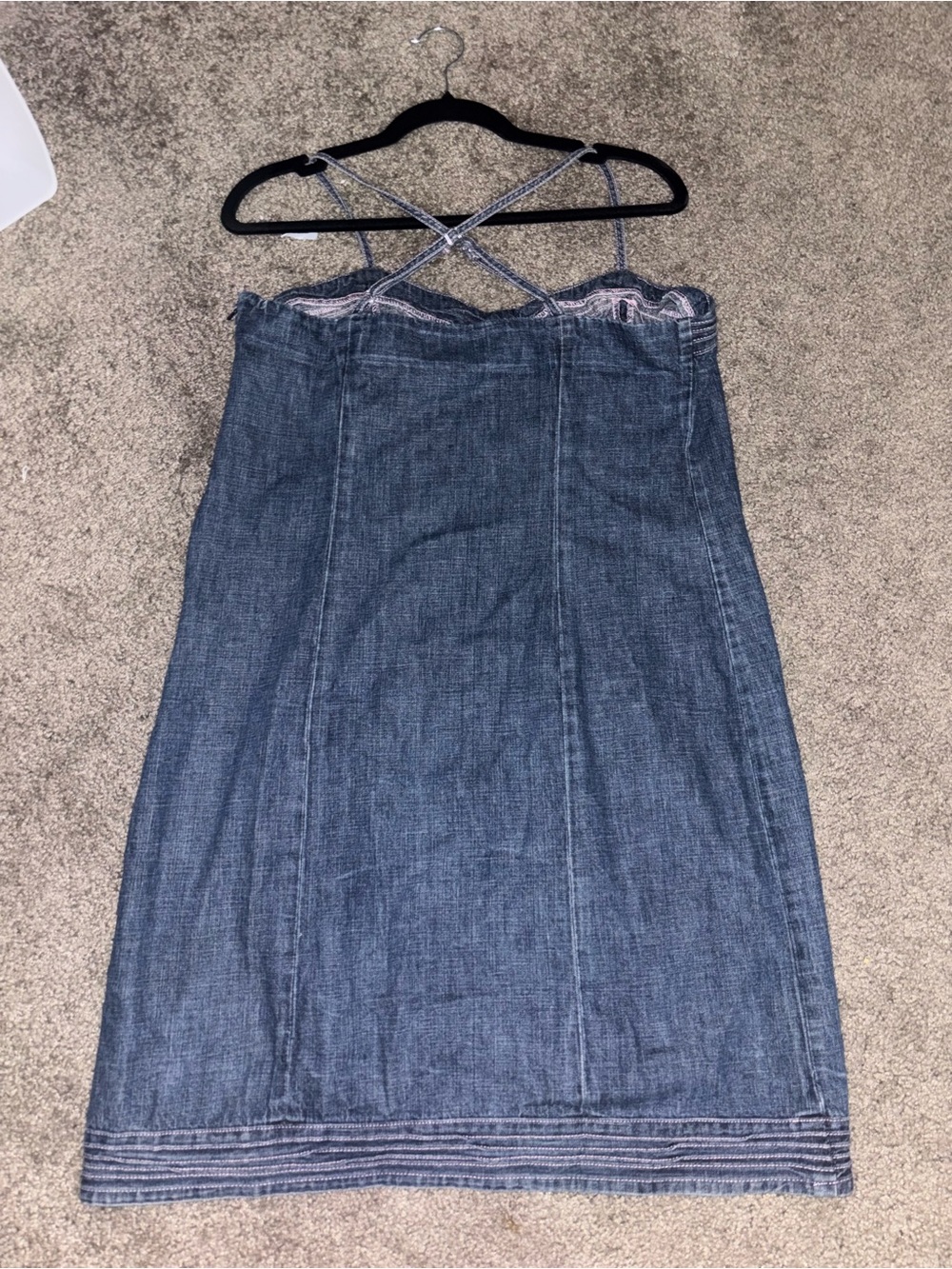Vintage Style Old Navy Denim Dress with Pink Topstitching 100% cotton - Picture 3 of 5